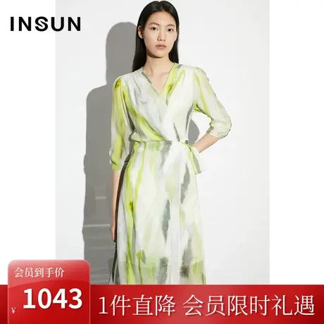 [云朵真丝]恩裳COVER2023夏款新款100%双绉桑蚕丝裙子印花连衣裙图片