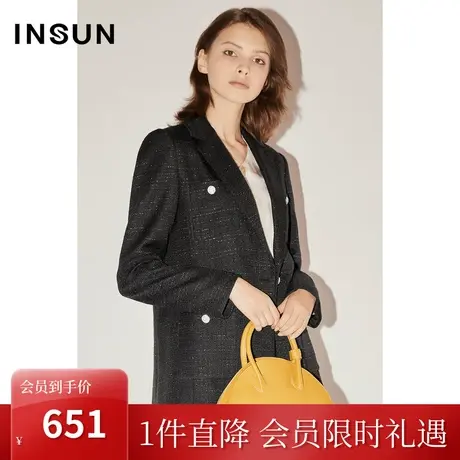 [触感香风]恩裳COVER秋季银丝轻奢感宽肩直身休闲小香风外套商品大图