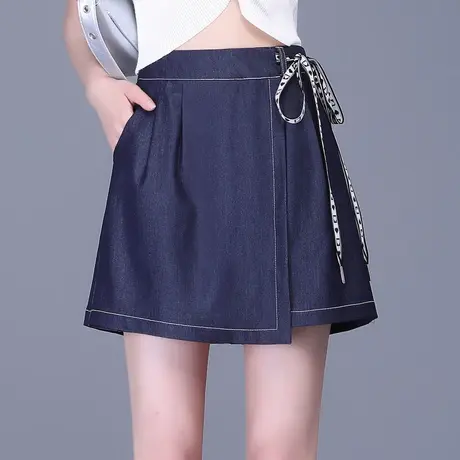 时尚牛仔裤女裙裤夏季2023新款百搭减龄a字阔腿裤显瘦休闲短裤裙图片