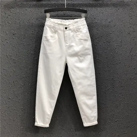 艾天丽春夏新款白色哈伦裤女休闲个性简约宽松显瘦小脚老爹裤垮裤图片