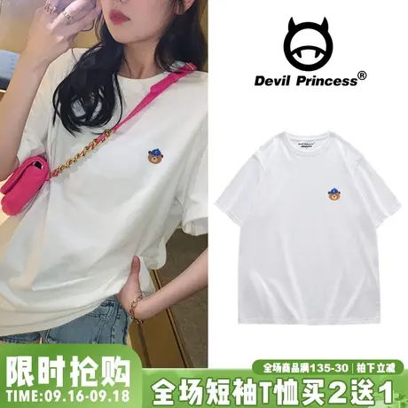 chic港味小熊短袖t恤女2023新款夏季宽松韩版ins潮原宿风半袖上衣商品大图