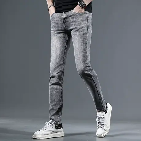 牛仔裤夏天薄款男冰丝2023新款弹力休闲男士牛仔长裤夏季修身小脚商品大图