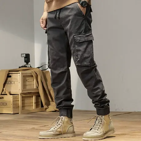 2022冬季新款时尚潮男工装休闲裤个性拼接设计感十足潮流百搭束脚商品大图