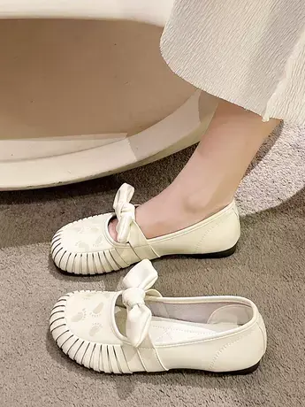 森女风软底豆豆鞋女2023年秋新款平底休闲开车鞋百搭懒人孕妇单鞋图片