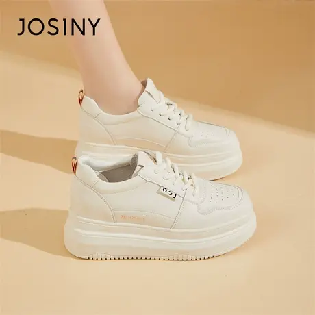 Josiny/卓诗尼厚底小白鞋女款2024新款春季松糕女鞋时尚休闲板鞋商品大图