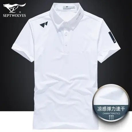 七匹狼狼族部落男装翻领短袖T恤2023夏季户外休闲男士冰丝Polo衫商品大图
