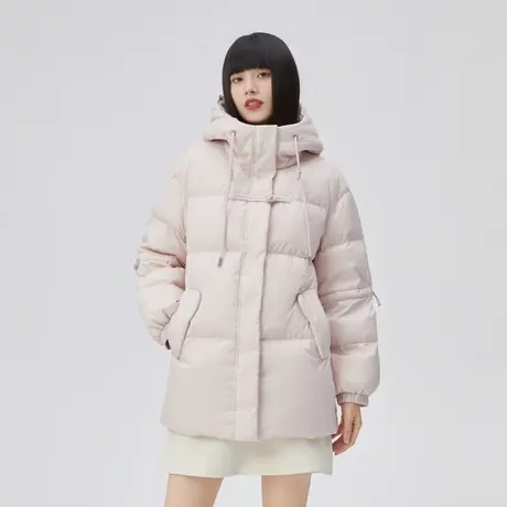 艾莱依2022年新款粉色连帽羽绒服短款高级感炸街冬装女款冬季外套商品大图