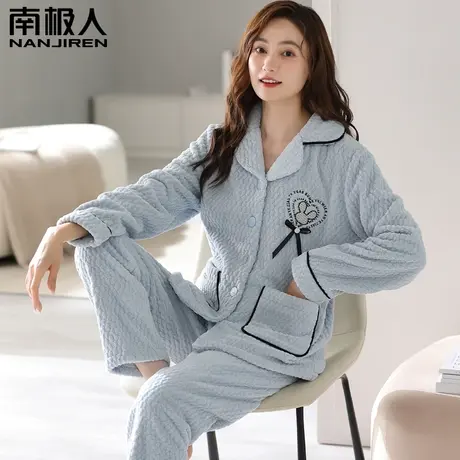 珊瑚绒睡衣女冬季加绒加厚保暖套装2023新款大码冬天法兰绒家居服图片