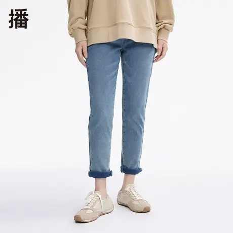 播牛仔裤女2023冬季新款休闲百搭卷边脚口修身铅笔裤BDP4KD0607商品大图