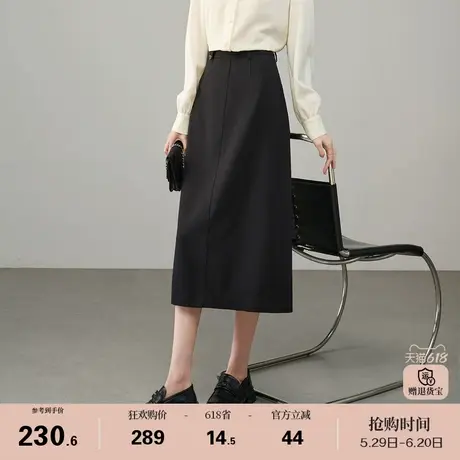 娅丽达通勤气质灰色半身裙女夏季新款裙子薄款直筒长裙气质a字裙图片