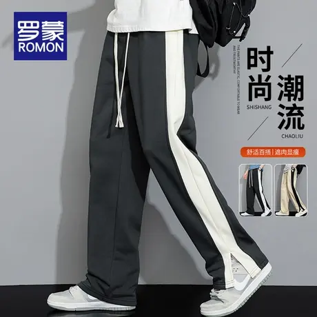 罗蒙卫裤男春秋2025新款宽松直筒休闲裤子垂感针织长裤阔腿运动裤商品大图