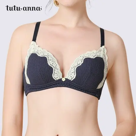 tutuanna女士文胸 纯色女士聚拢防下坠有钢圈内衣舒适贴体文胸女商品大图