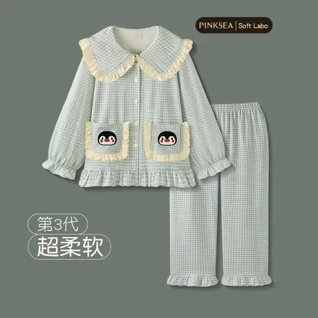 睡衣女春秋款可爱娃娃领少女套装2025新款可外穿纯棉长袖家居服图片