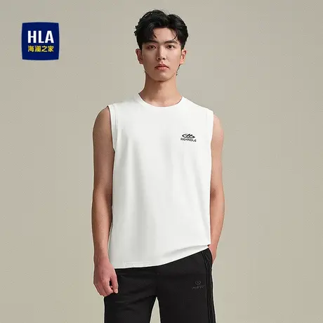HLA/海澜之家运动休闲背心25春夏新圆领新疆棉透气无袖时尚上衣男商品大图