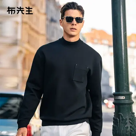 MrBu布先生撞色半高领卫衣春秋左胸贴袋设计男士长袖BT15352商品大图