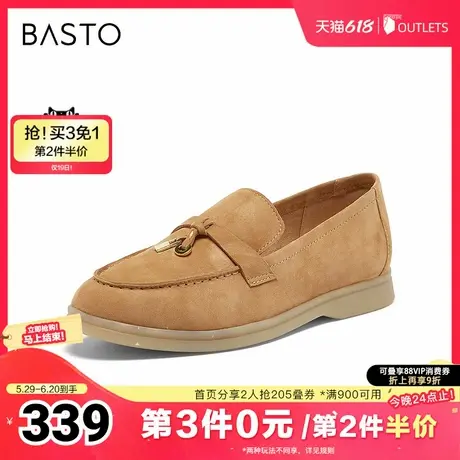 百思图2025春季新款线下同步简约通勤乐福鞋粗跟女单鞋A4821AA5商品大图