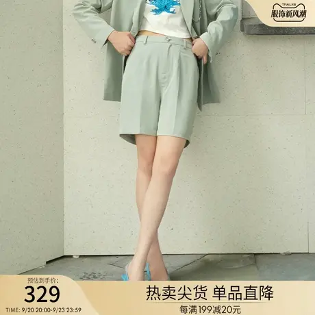 RIENYRE裤子女2023新款夏季薄款高级感垂感短裤五分裤直筒休闲裤商品大图