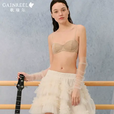 歌瑞尔裸感亲肤内衣女性感禁欲系显瘦美背文胸罩凉感透气网纱半杯商品大图