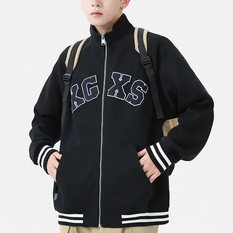 男士针织开衫外套男潮流百搭春秋款美式卫衣2023新款休闲运动上衣商品大图