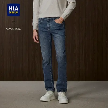 HLA/海澜之家轻商务经典系列牛仔裤25春夏新微弹中腰洗水工艺裤男商品大图