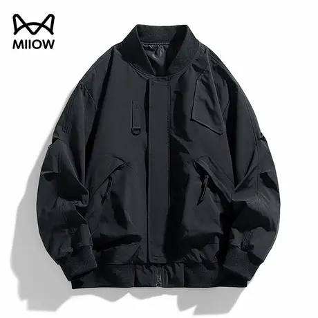 猫人美式复古棒球服夹克男秋冬季新款宽松飞行服圆领加绒防风外套商品大图