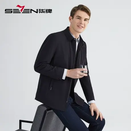 柒牌男士外套春秋款2022新品商务休闲时尚翻领青年黑色夹克衫上衣图片