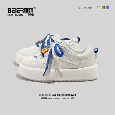 克莱因蓝小白鞋女秋季透气ins潮百搭小众学生休闲厚底运动板鞋子商品大图