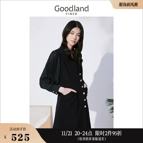 Goodland美地女装冬季通勤赫本风气质西装连衣裙高级感图片