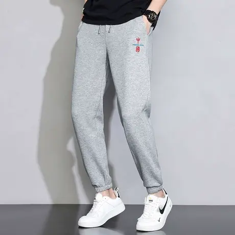 长裤子男春夏季灰色运动裤中国潮流九分抽绳小脚束脚卫裤休闲百搭图片