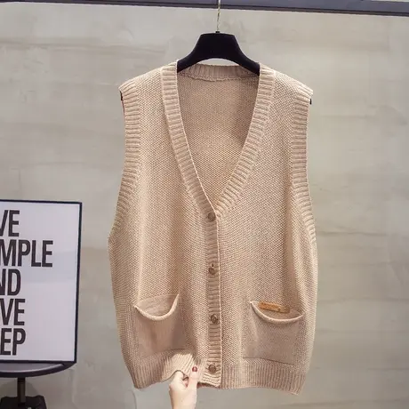 v领针织开衫马甲背心女2023秋装新款宽松外穿马夹外搭毛衣坎肩潮图片