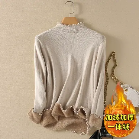 一体绒半高领毛衣女2023年秋冬新款加绒加厚洋气内搭针织打底衫女商品大图