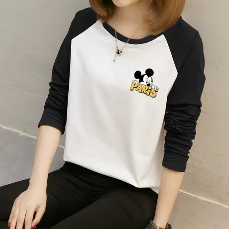 长袖t恤女春秋冬宽松上衣潮2022新款韩版百搭体恤内搭纯棉打底衫商品大图