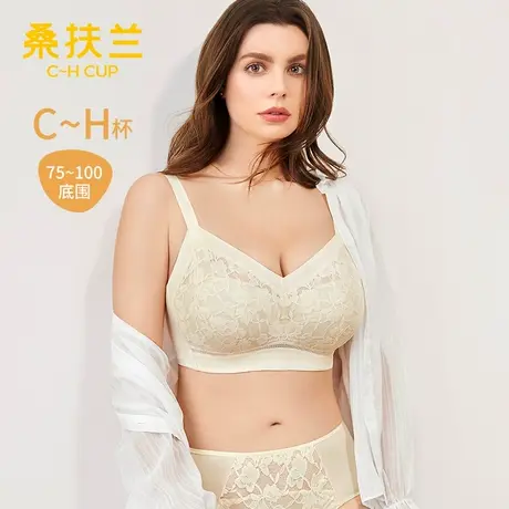 桑扶兰夏无钢圈文胸女全罩杯蕾丝上托聚拢收副乳内衣S8024010图片