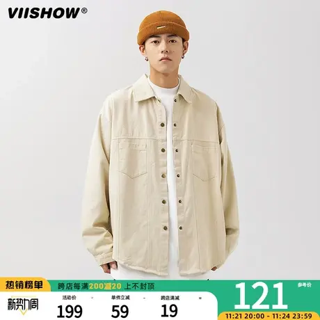 VIISHOW日系复古工装衬衫男长袖春秋质感潮牌宽松休闲翻领衬衣图片