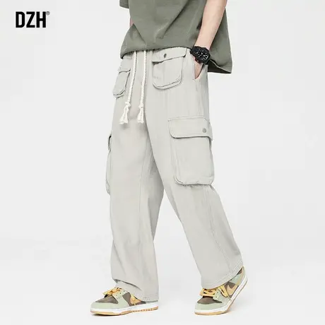 男士美式白色工装裤潮牌男宽松直筒裤休闲百搭裤子男款秋季伐木裤商品大图