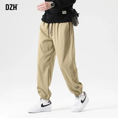 男士卡其色裤子男款美式高街2025新款春季休闲裤束脚宽松男裤百搭商品大图