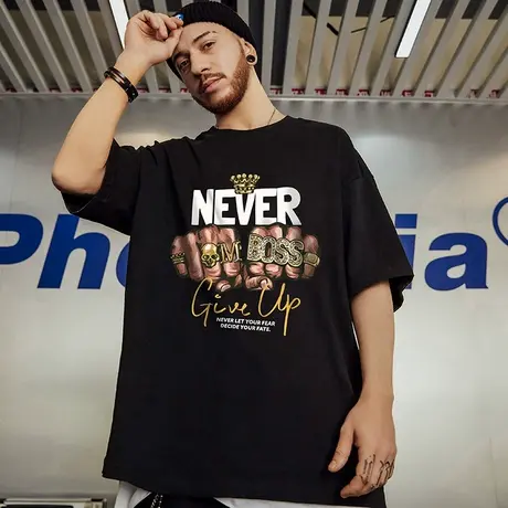 加肥加大国潮宽松潮胖短袖T恤 大码潮oversize胖子潮牌夏肥佬半袖商品大图