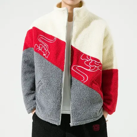 复古冬季棉衣加绒加厚三色唐装国潮外套宽松立领羊羔毛绒中式棉服图片