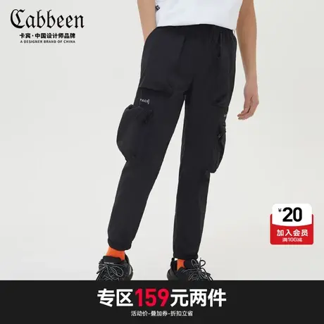 卡宾男装黑色宽松工装休闲裤潮流拉链大口袋 Y商品大图