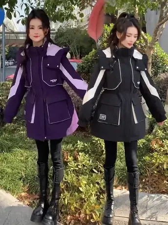 冬季新款冲锋衣羽绒服女小个子收腰时尚高级感派克服保暖上衣外套图片