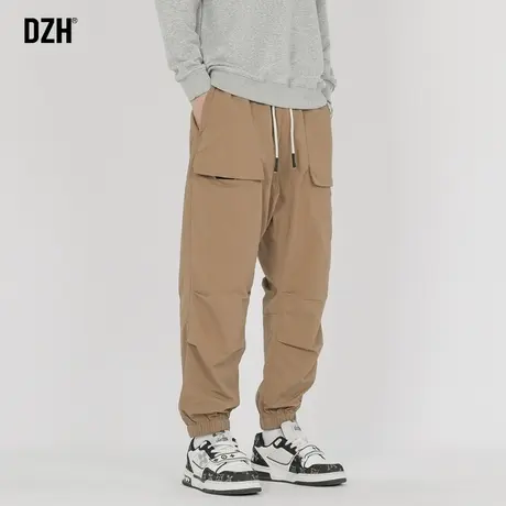 男生驼色工装裤男春秋束脚潮牌休闲裤子男款美式高街2024新款男裤商品大图