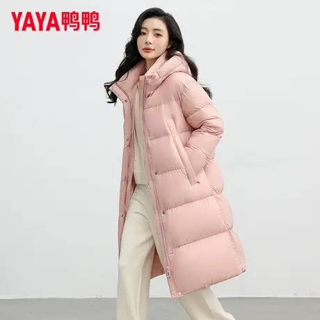 鸭鸭羽绒服女2023年中长款过膝韩版宽松连帽时尚冬装加厚外套FZ商品大图