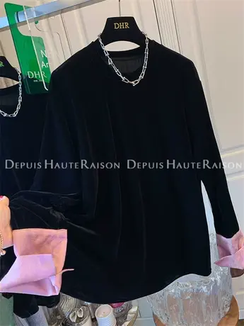 高级感超好看新中式国风丝绒拼接缎面衬衫上衣内搭女宽松2024新款商品大图