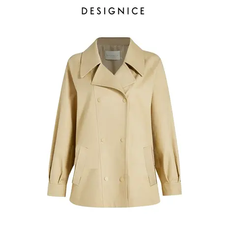 商场同款迪赛尼斯通勤春秋新款时尚气质长袖双排扣宽松派克外套女图片