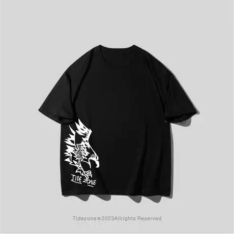 Ohlyah动物老鹰短袖T恤男生新品国潮牌夏季纯棉重磅美式圆领情侣商品大图