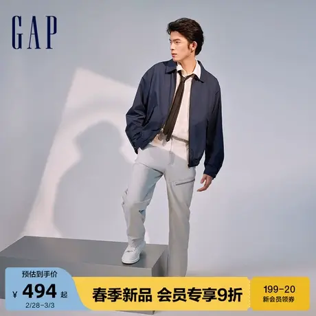Gap男装2024春季新款拉链口袋翻领休闲夹克通勤百搭外套884844图片