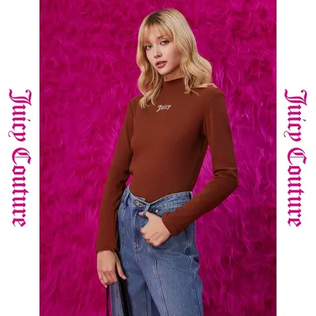 Juicy Couture橘滋秋冬新款立体印花半高领女式针织衫商品大图