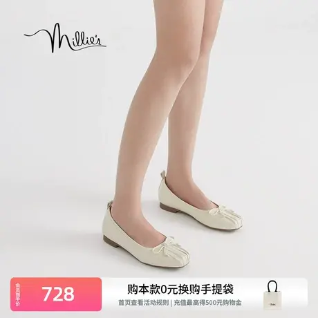 妙丽芭蕾舞鞋2024春新款甜美蝴蝶结晚晚鞋一脚蹬单鞋女25101AQ4商品大图