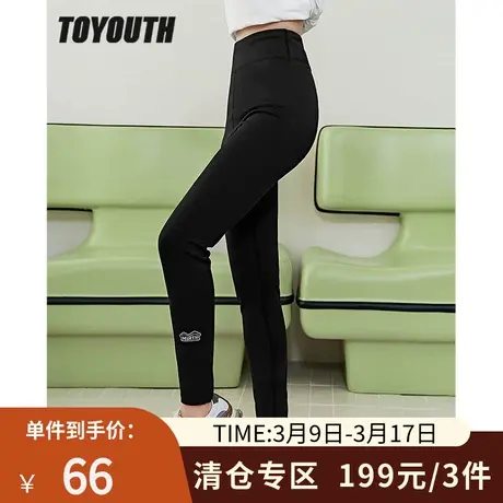 TOYOUTH初语休闲裤女冬季新款细腰提臀拉长腿型鲨鱼裤商品大图