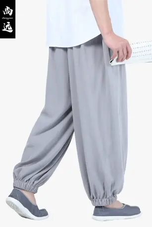 尚远冬季棉麻加绒加厚休闲裤禅意居士裤加厚保暖禅修裤中国风男裤图片